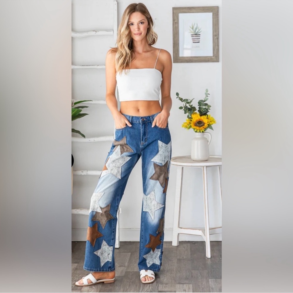 Oli & Hali Denim Jeans with Star Accents